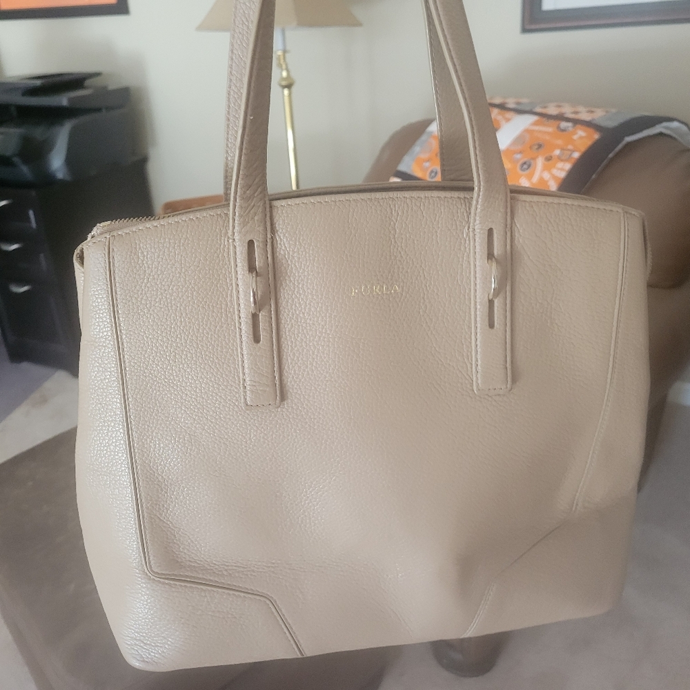 Furla Taupe Leather Tote Bag - Picture 11 of 13